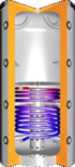 Buffervat met scheidingsplaat, centrale laadbuis en 1 spiraal