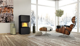 Koppe Pinto zwart 3-zijdige stroomloze pelletkachel